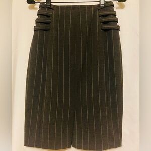 Emporio Armani Olive Pinstripe Pencil Skirt